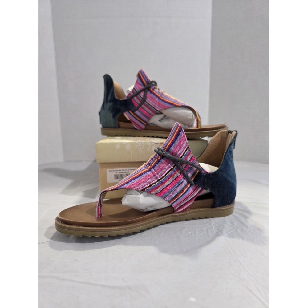 Very G Dakota Pink Blue Striped Sandal‎ Womans Size 9 Denim - Picture 2 of 13